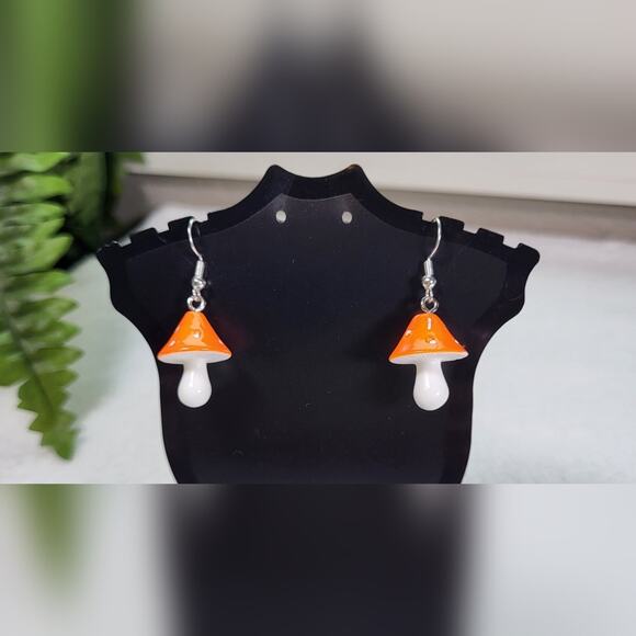 Artisan Jewelry - Fun Mushroom Dangle Earrings – Handmade Boho Statement